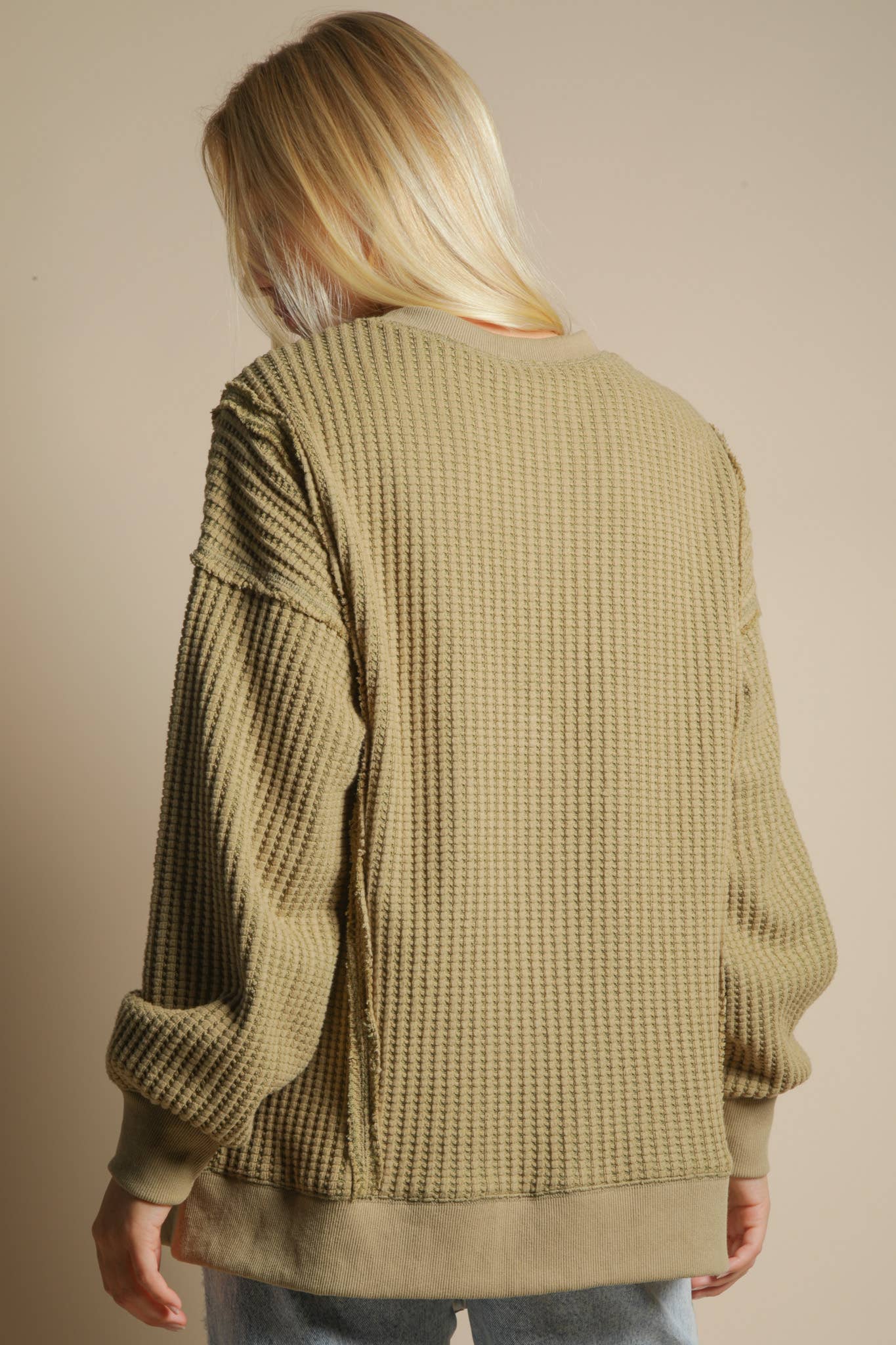 Oversized Waffle Knit Casual Top