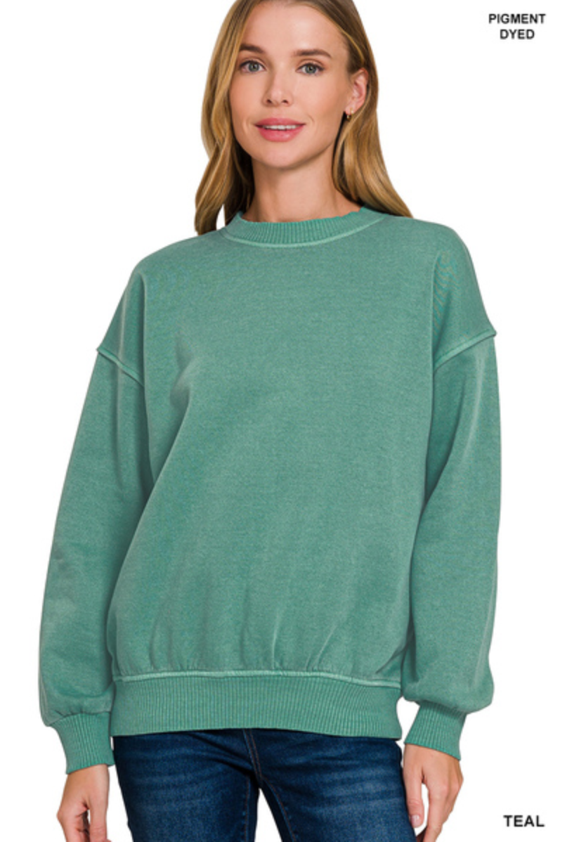 Pigment Dye Fleece Oversized Pullover
