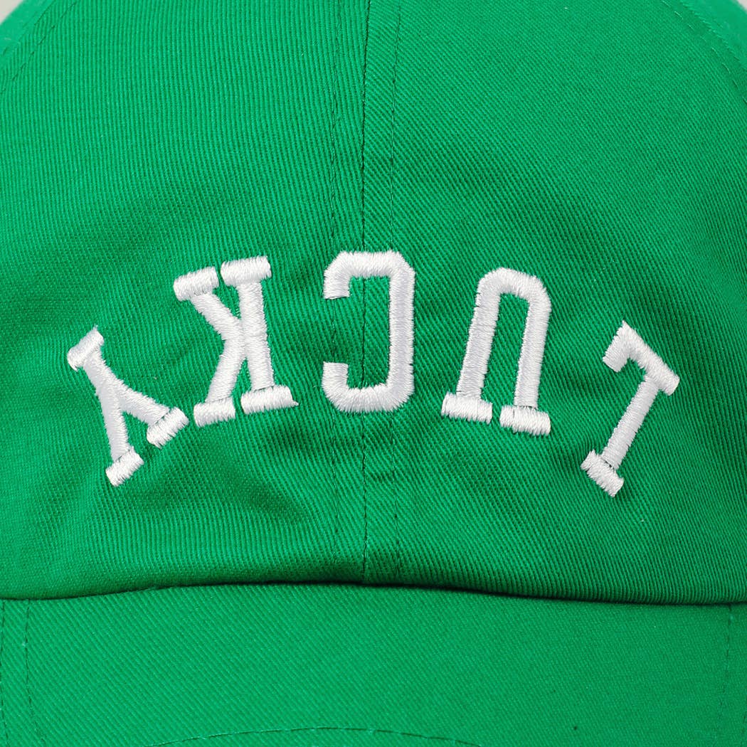 LUCKY Upside Down Embroidery Baseball Cap: Green / ONE SIZE