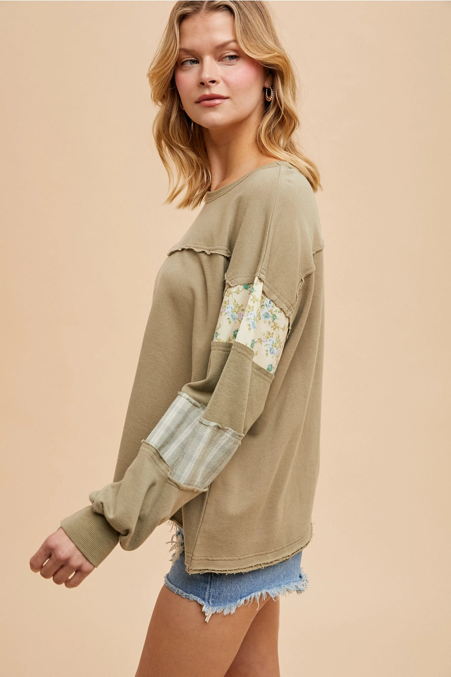 French Terry Spliced Pullover