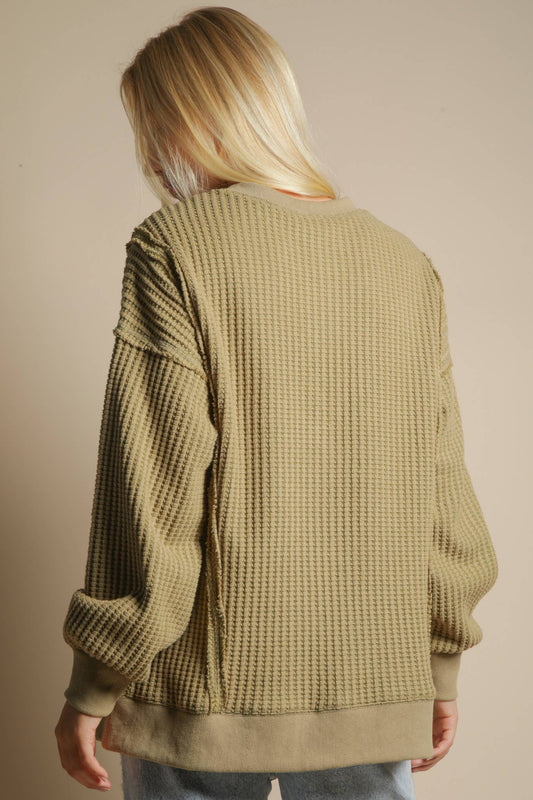 Oversized Waffle Knit Casual Top