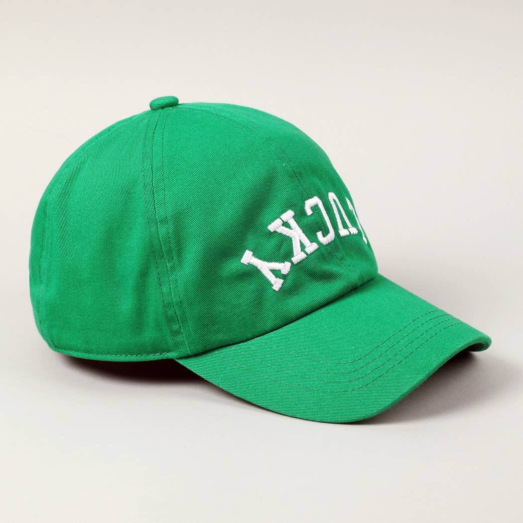 LUCKY Upside Down Embroidery Baseball Cap: Green / ONE SIZE