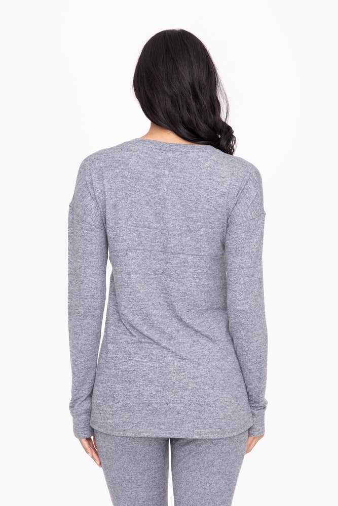 Brushed Crew Neck Long Sleeve Top: Black / S:M:L (2:2:2)
