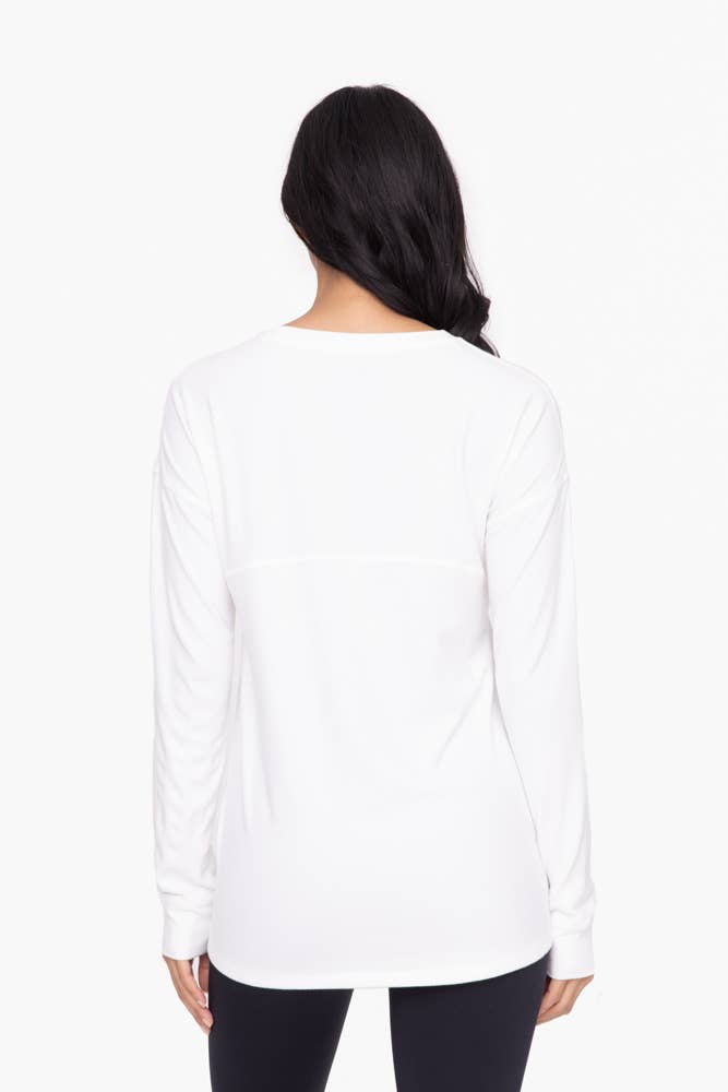Brushed Crew Neck Long Sleeve Top: 2Tone Grey / S:M:L (2:2:2)