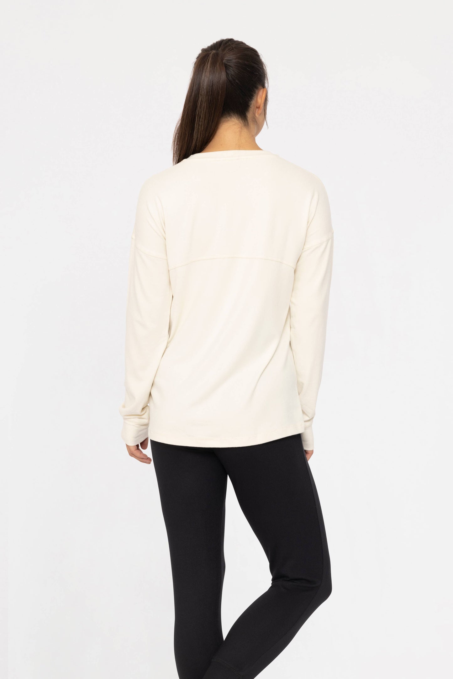 Brushed Crew Neck Long Sleeve Top: 2Tone Grey / S:M:L (2:2:2)