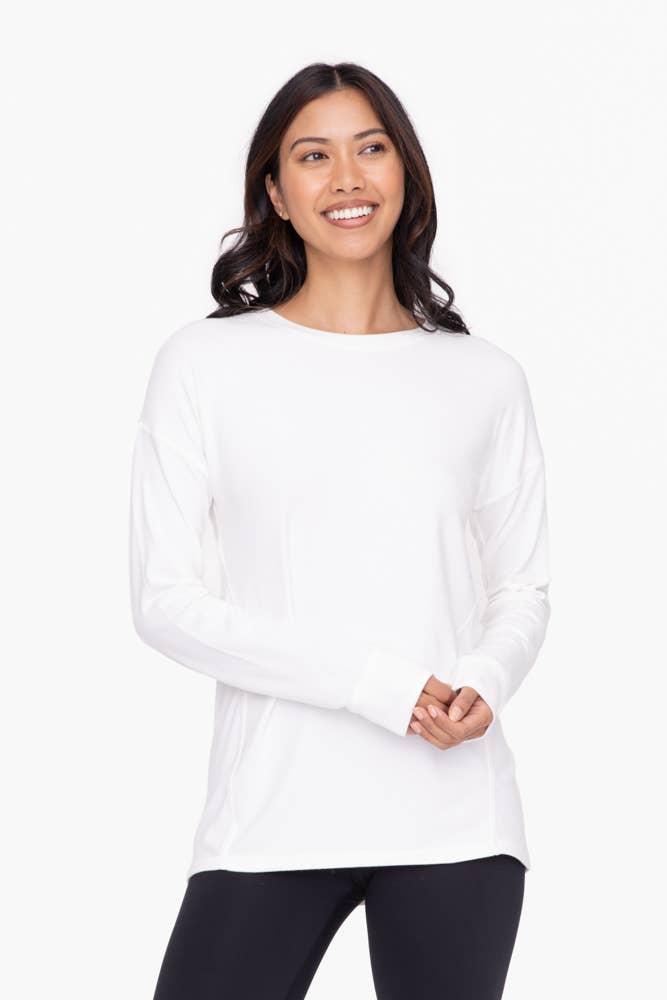 Brushed Crew Neck Long Sleeve Top: Black / S:M:L (2:2:2)