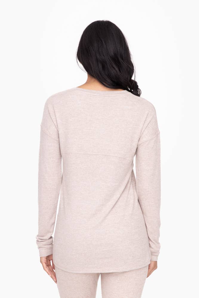Brushed Crew Neck Long Sleeve Top: Black / S:M:L (2:2:2)