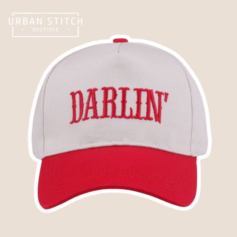 Two-Tone Darlin Embroidered Canvas Cotton Cap