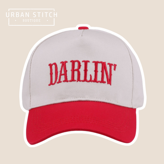 Two-Tone Darlin Embroidered Canvas Cotton Cap