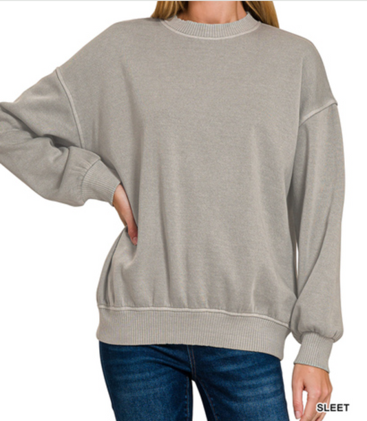 Pigment Dye Fleece Oversized Pullover