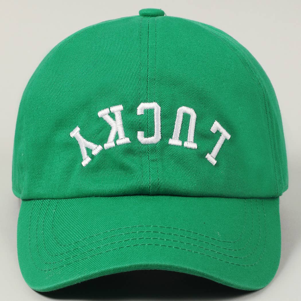 LUCKY Upside Down Embroidery Baseball Cap: Green / ONE SIZE