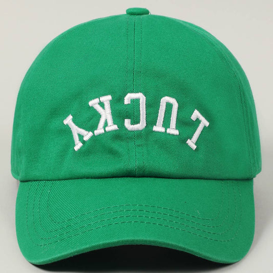 LUCKY Upside Down Embroidery Baseball Cap: Green / ONE SIZE