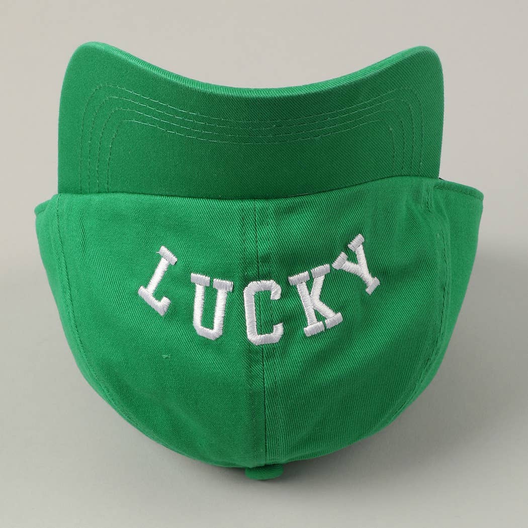 LUCKY Upside Down Embroidery Baseball Cap: Green / ONE SIZE
