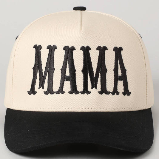MAMA Typographic Design Embroidery Baseball Cap: Black