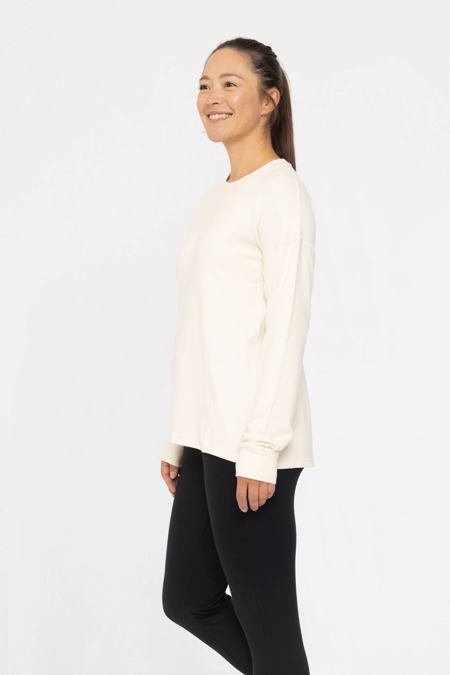Brushed Crew Neck Long Sleeve Top: Black / S:M:L (2:2:2)