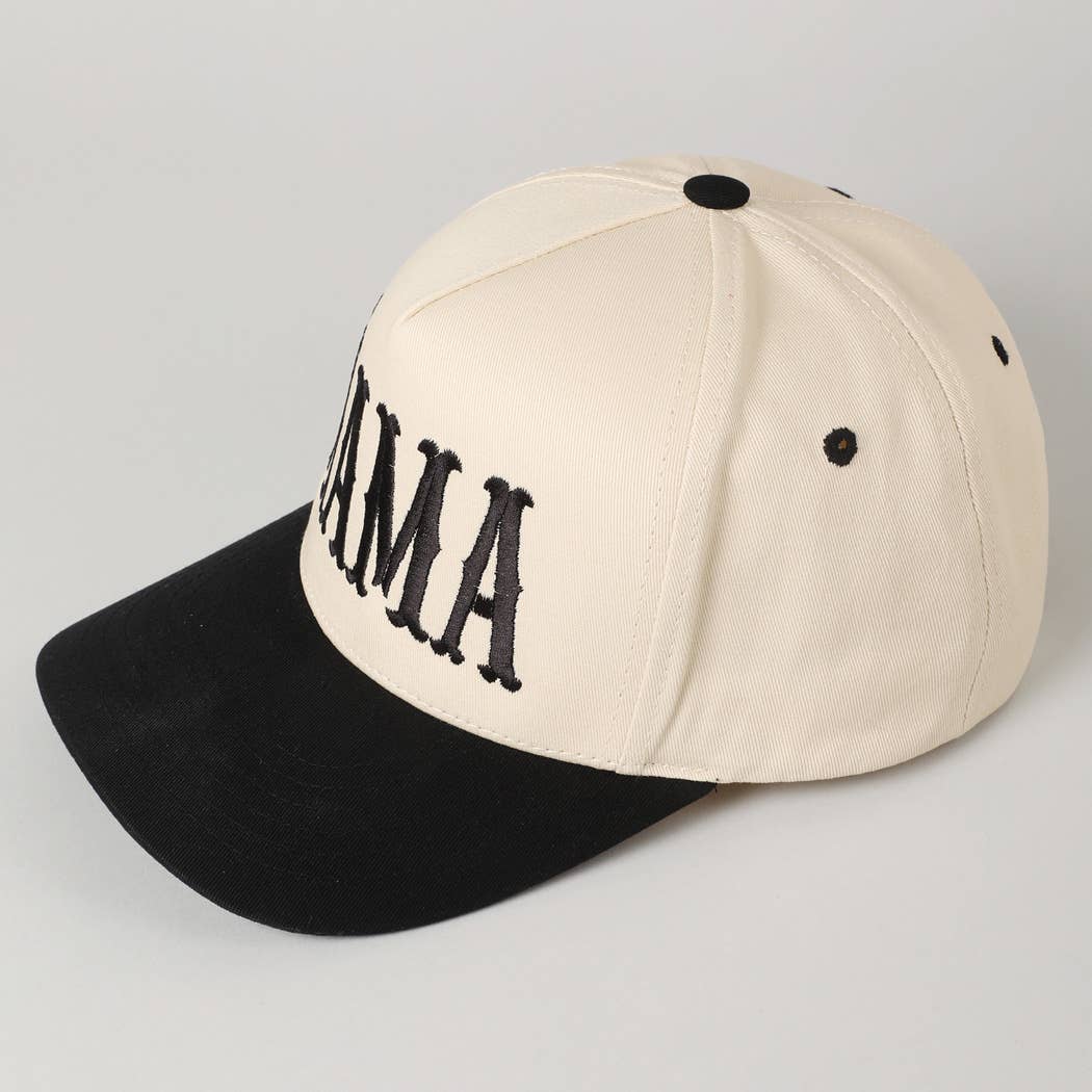 MAMA Typographic Design Embroidery Baseball Cap: Black
